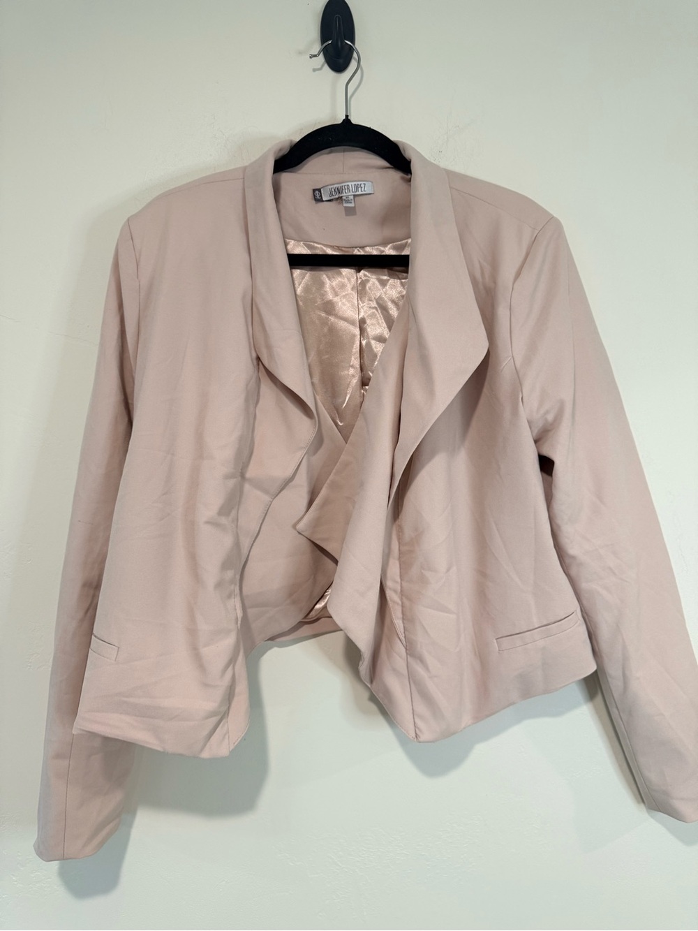 Jennifer Lopez Blush Pink Cropped Open Front Blazer XL Stretch Career Jacket - Picture 2 of 8